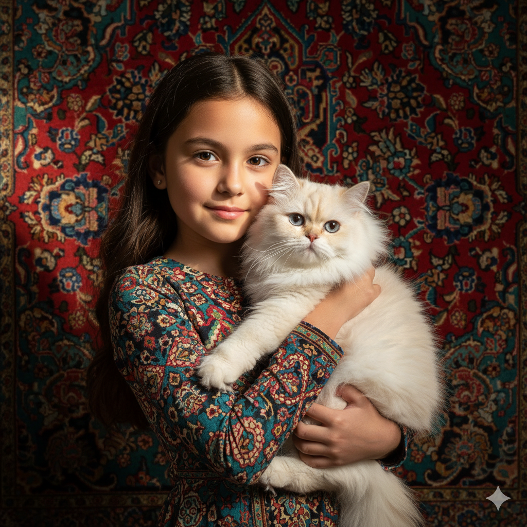 Persian Elegance – Girl and Cat Portrait