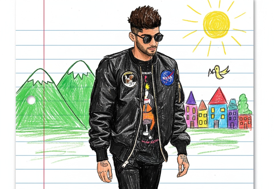 Crayon Dream – Childlike Portrait on Lined Paper