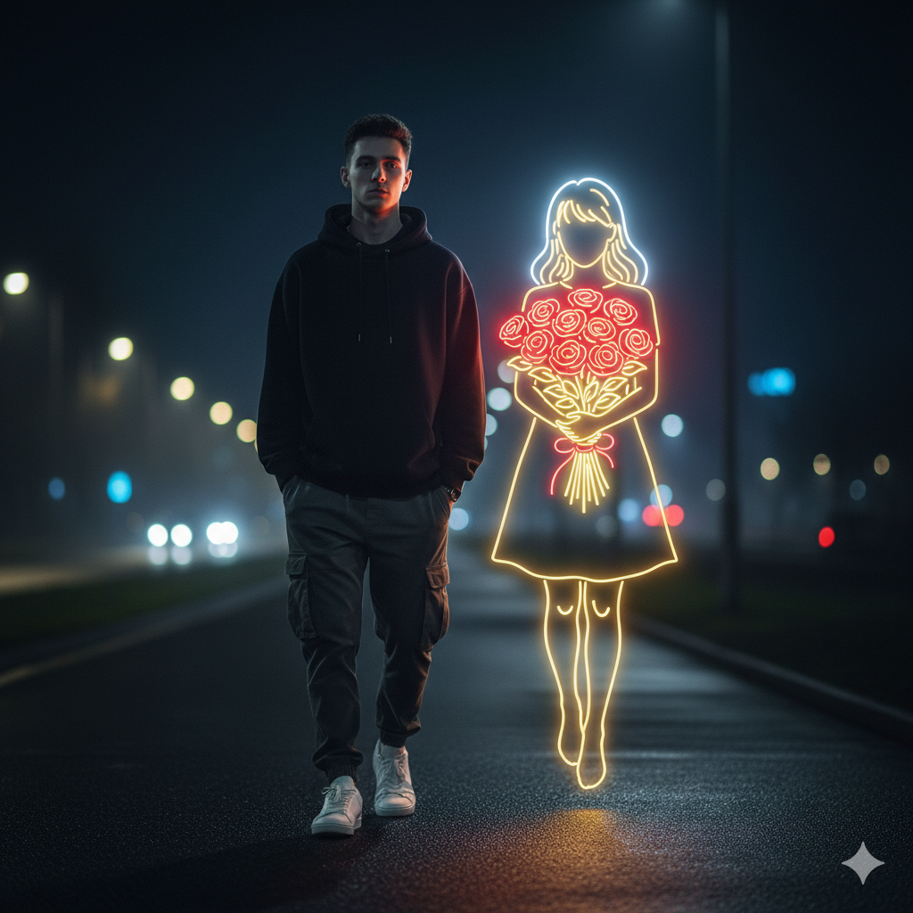 Neon Memory on the Night Path