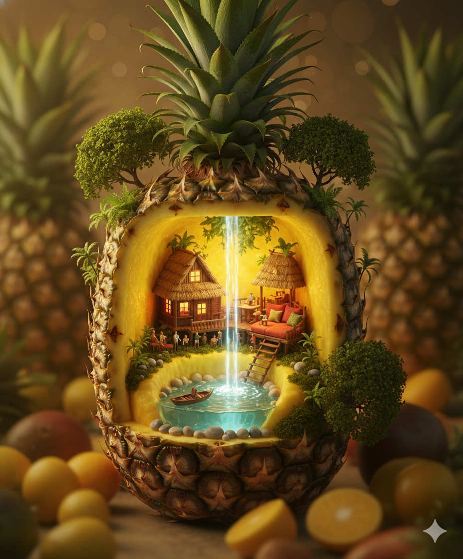 Cinematic Fruit Fantasy Diorama Prompt